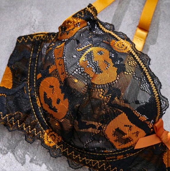 2pcs Women Halloween Lace Print Sexy Lingerie Set Clothes - Picture 3 of 7